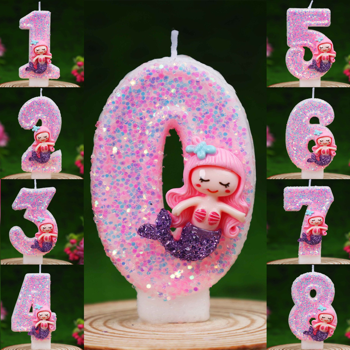 Creative Pink Mermaid 0-9 Digi - Candle Supplies Free Shipping ulasan dan harga