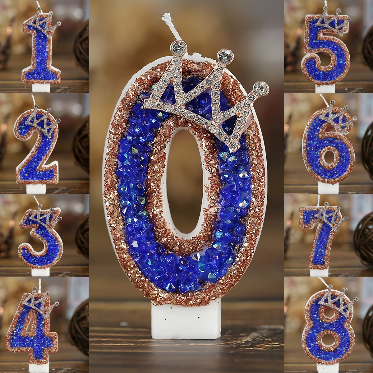 Blue Crown Sparkle Number Birt - Candle Supplies Luxury ulasan dan harga